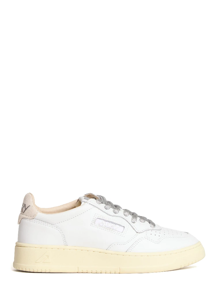 Sneakers Medalist Low In Pelle Bianca, Dettagli In Lurex Argento