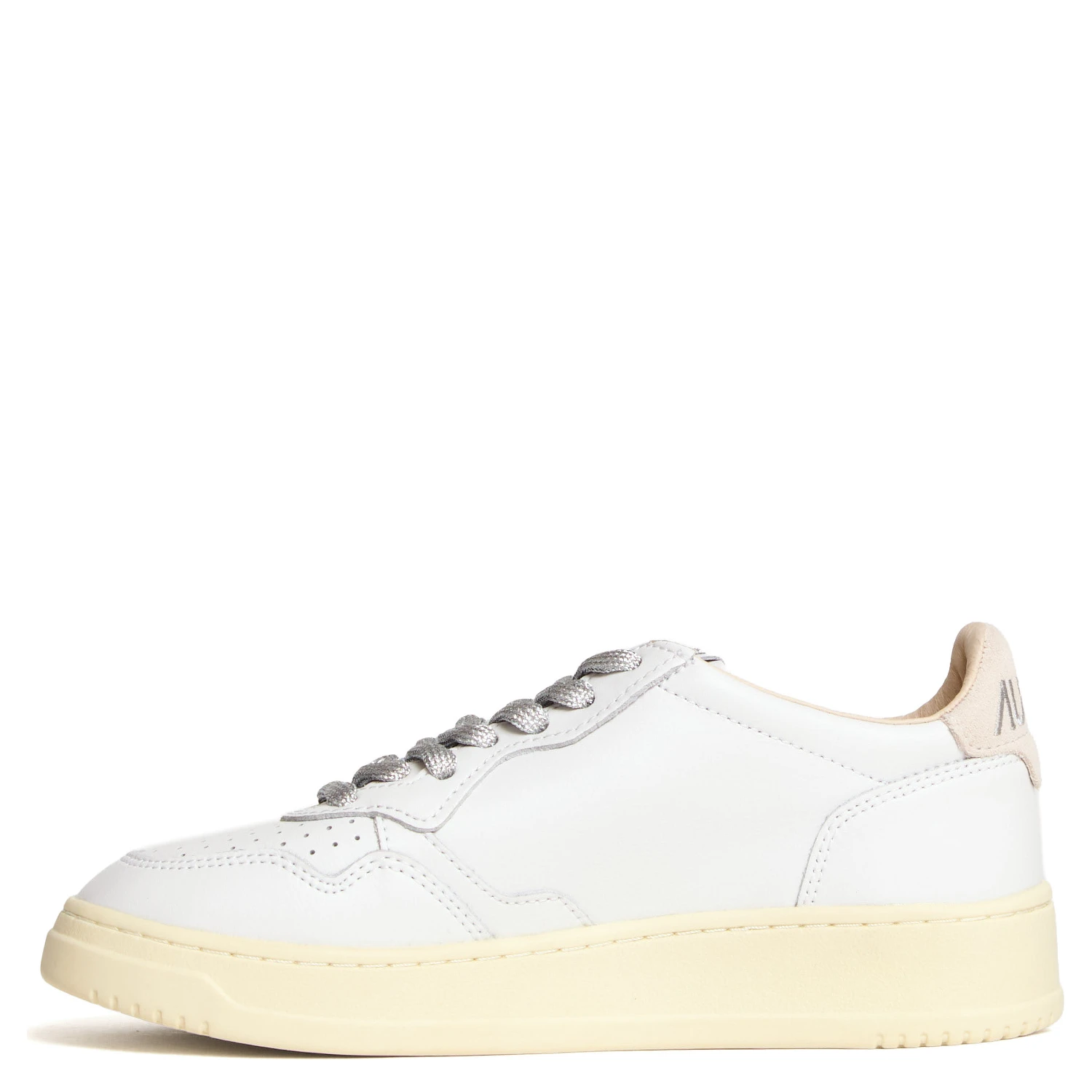 Sneakers Medalist Low In Pelle Bianca, Dettagli In Lurex Argento