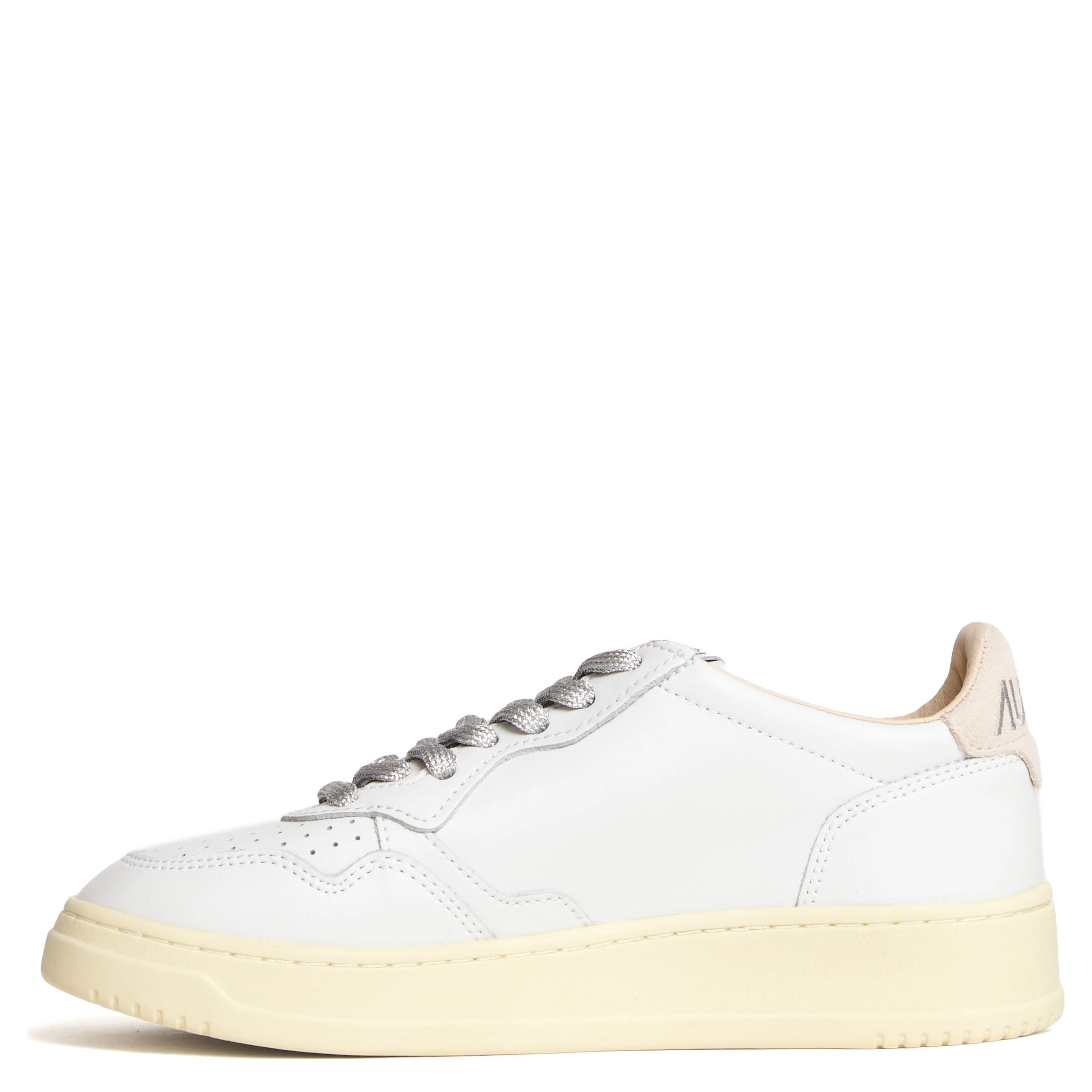 Sneakers Medalist Low In Pelle Bianca, Dettagli In Lurex Argento