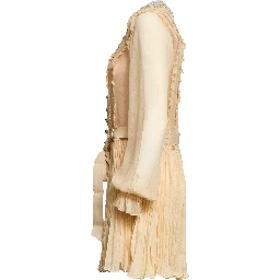 Tan Pleated Georgette Mini Dress