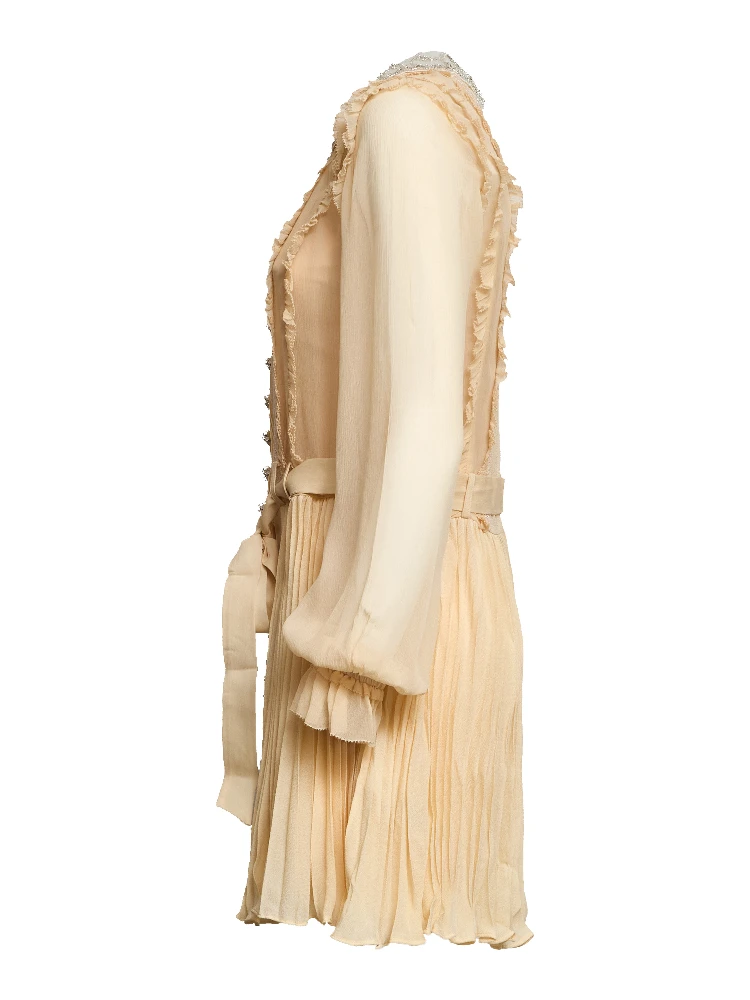 Tan Pleated Georgette Mini Dress alternative