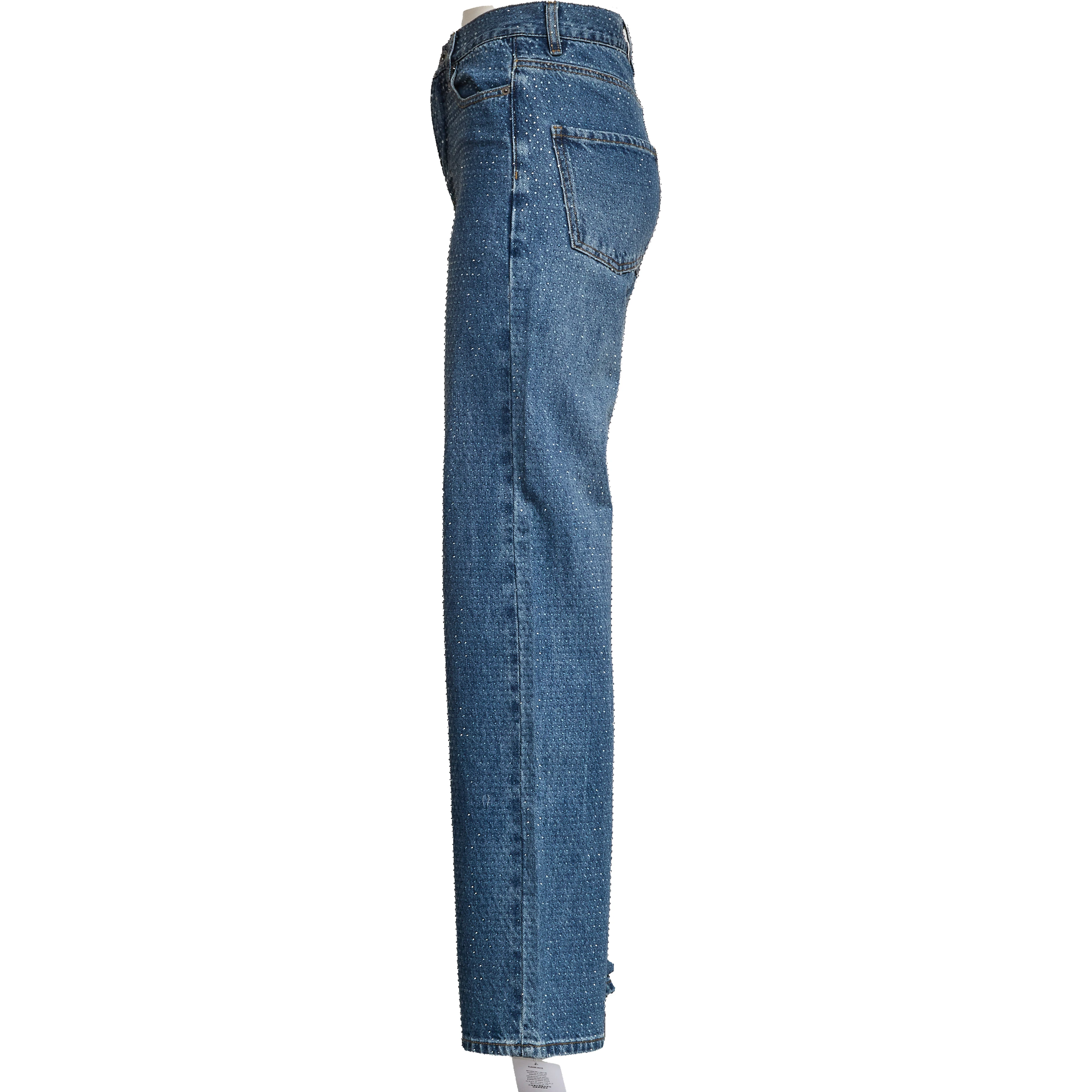 Rhinestone Denim Straight Leg Jeans