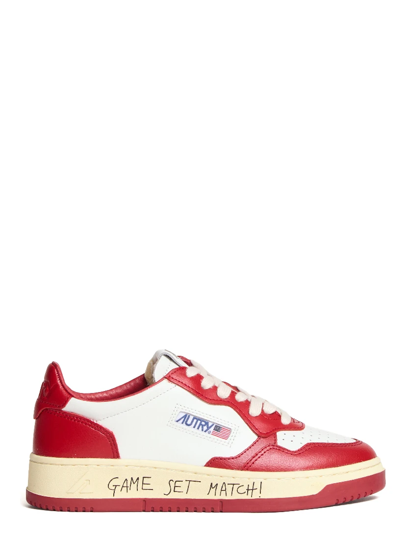 Sneakers Medalist Low In Pelle Bianca, Rossa Con Lettering