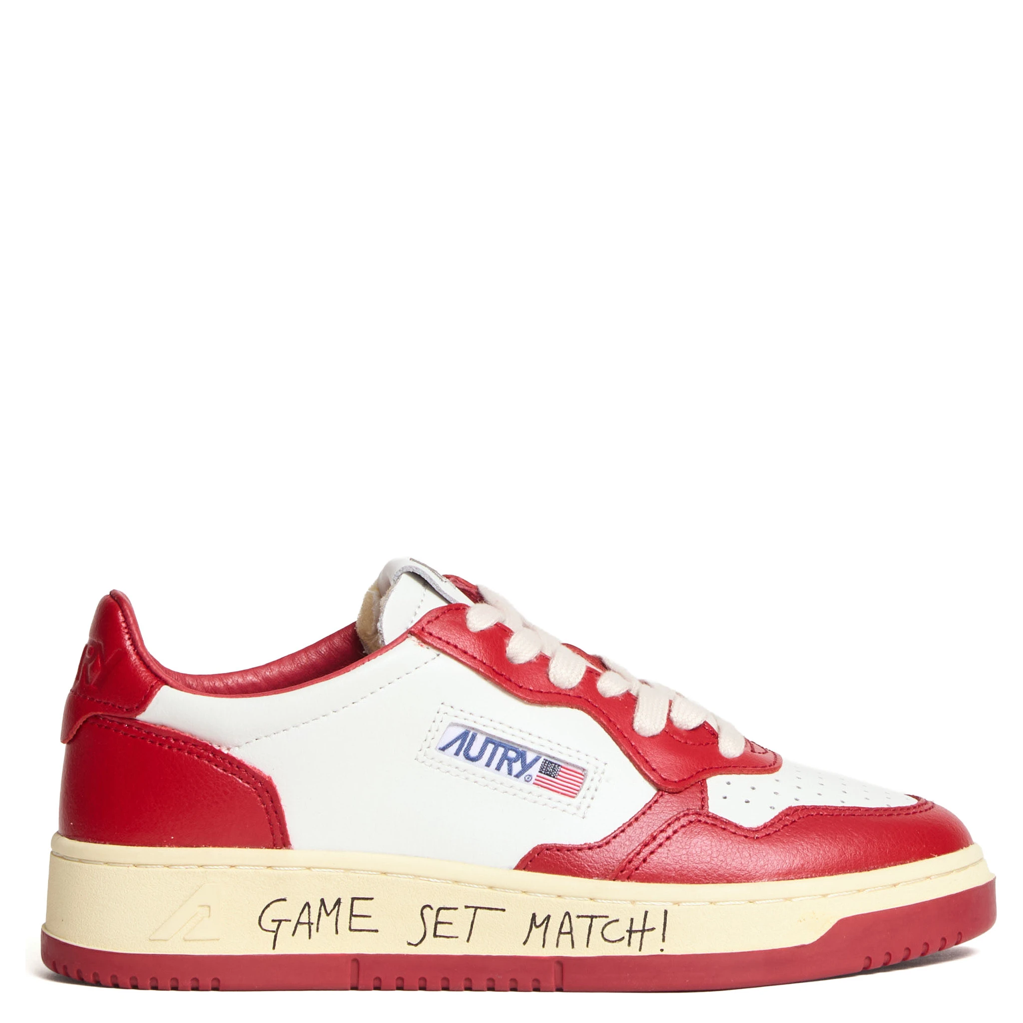 Sneakers Medalist Low In Pelle Bianca, Rossa Con Lettering