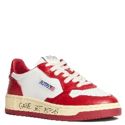 Sneakers Medalist Low In Pelle Bianca, Rossa Con Lettering