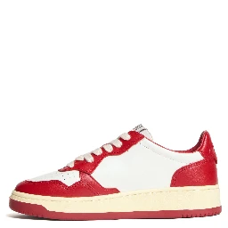 Sneakers Medalist Low In Pelle Bianca, Rossa Con Lettering