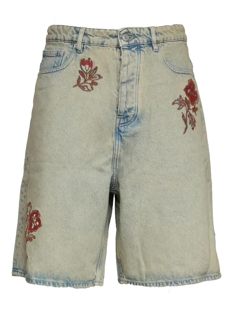 Short Jean Dusty Brodé Fleurs