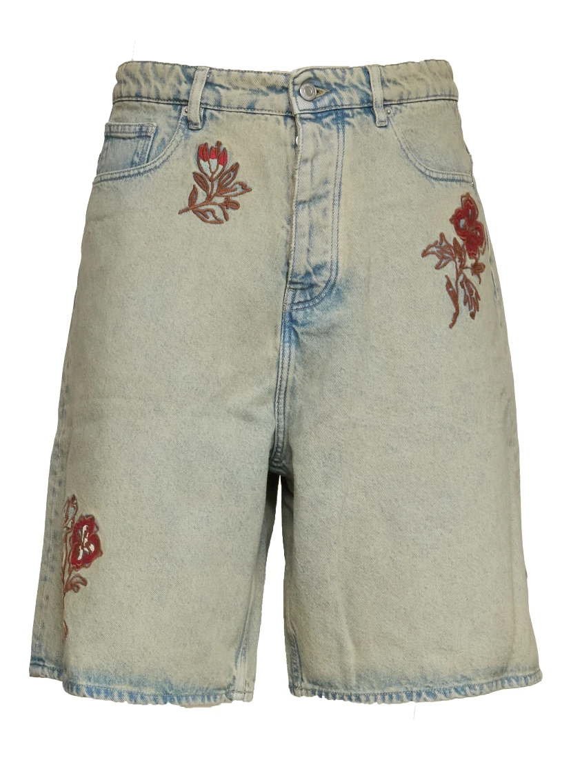 Short Jean Dusty Brodé Fleurs