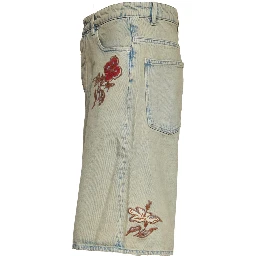 Short Jean Dusty Brodé Fleurs