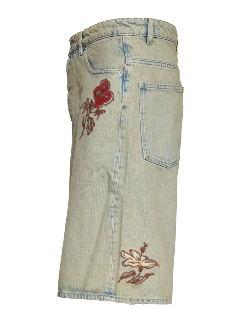 Short Jean Dusty Brodé Fleurs