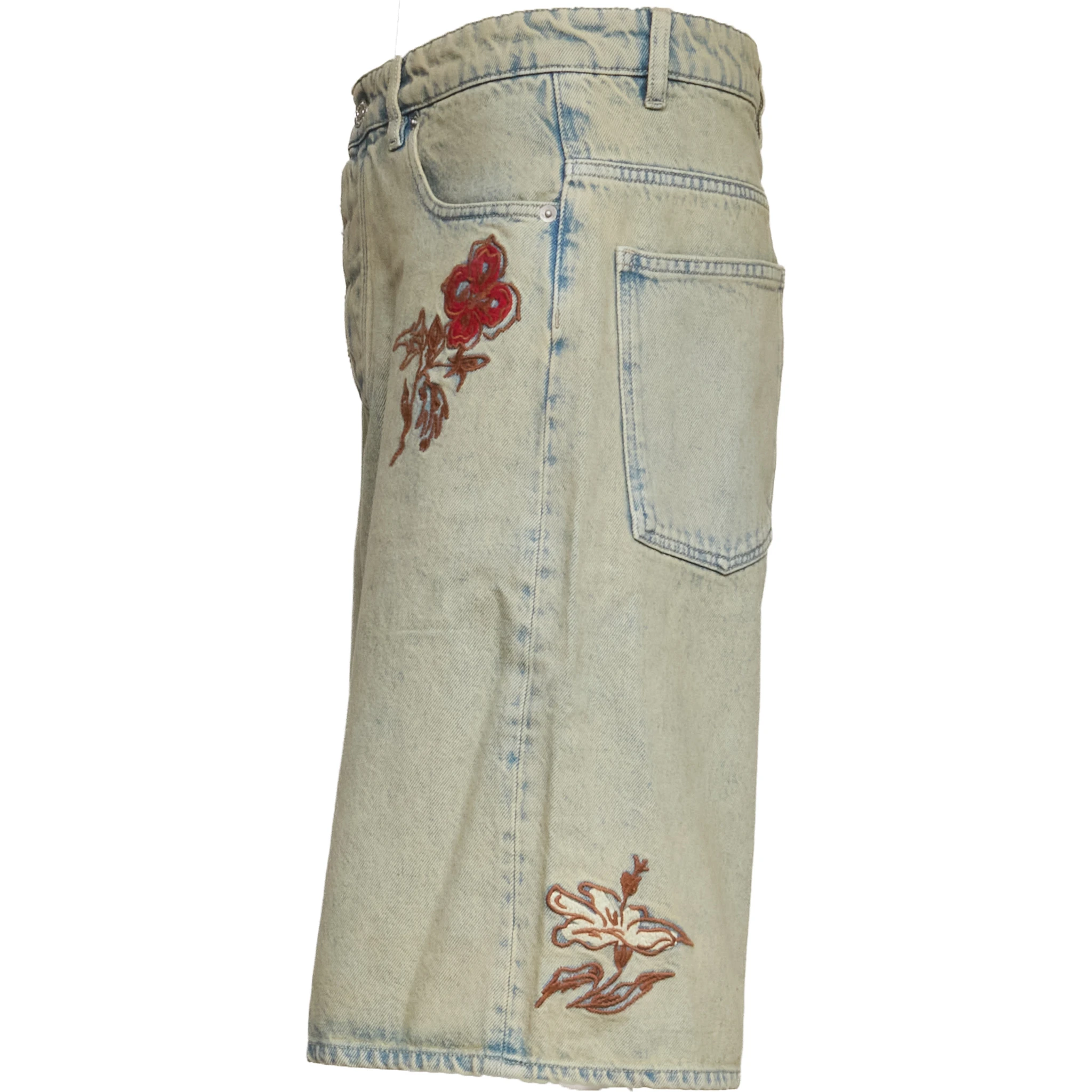 Short Jean Dusty Brodé Fleurs