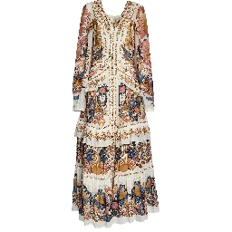 Sea Garden Off-White Braid Details Long Dress