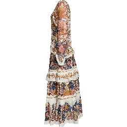 Sea Garden Off-White Braid Details Long Dress