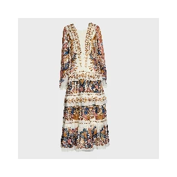 Sea Garden Off-White Braid Details Long Dress