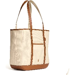 Borsa Tote Media In Pelle, Canvas