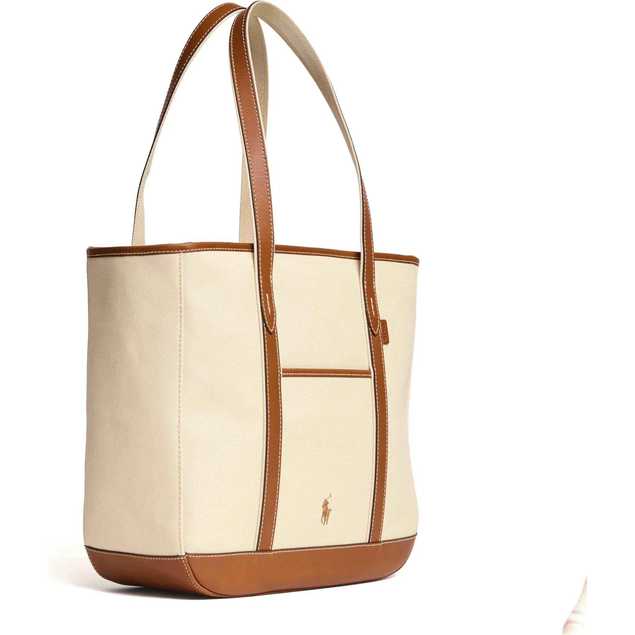 Borsa Tote Media In Pelle, Canvas