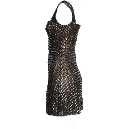 Gunmetal Rhinestone Mesh Mini Dress