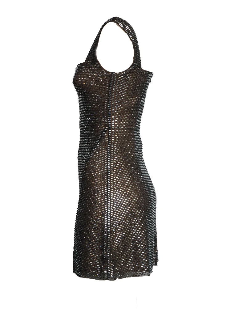 Gunmetal Rhinestone Mesh Mini Dress alternative