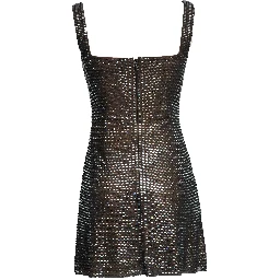 Gunmetal Rhinestone Mesh Mini Dress