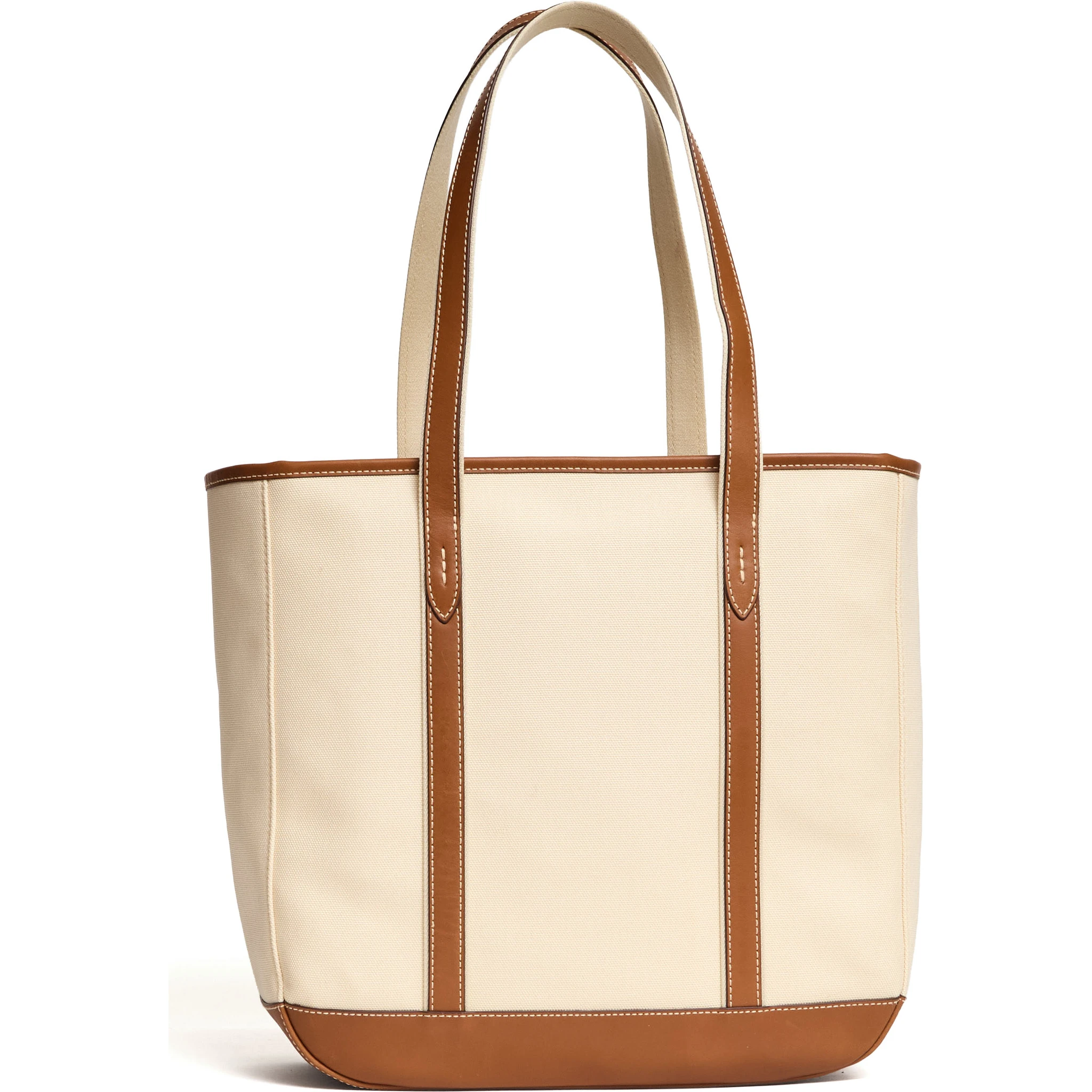 Borsa Tote Media In Pelle, Canvas
