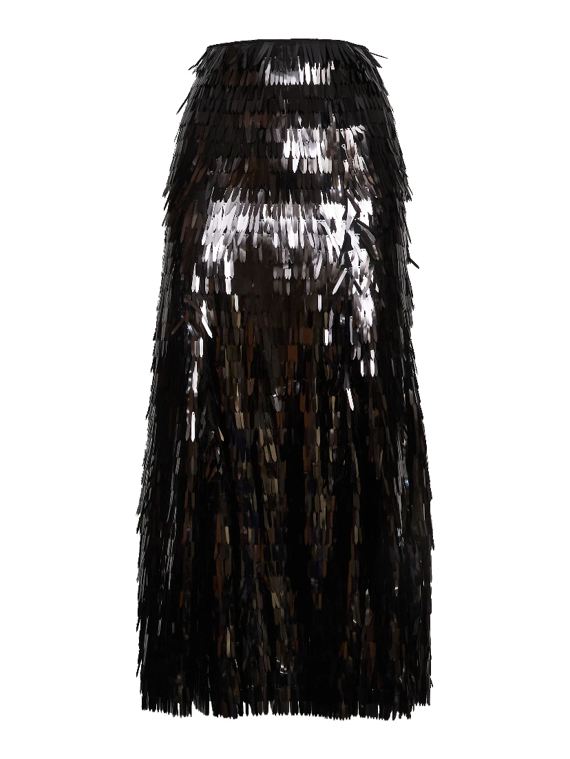 Black Sequin Midi Skirt