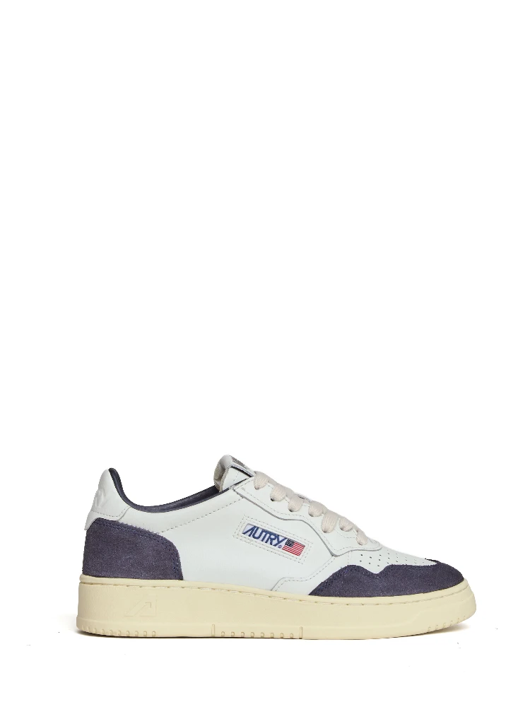 Sneakers Medalist Low In Pelle Soft Bianca, Suede Beige
