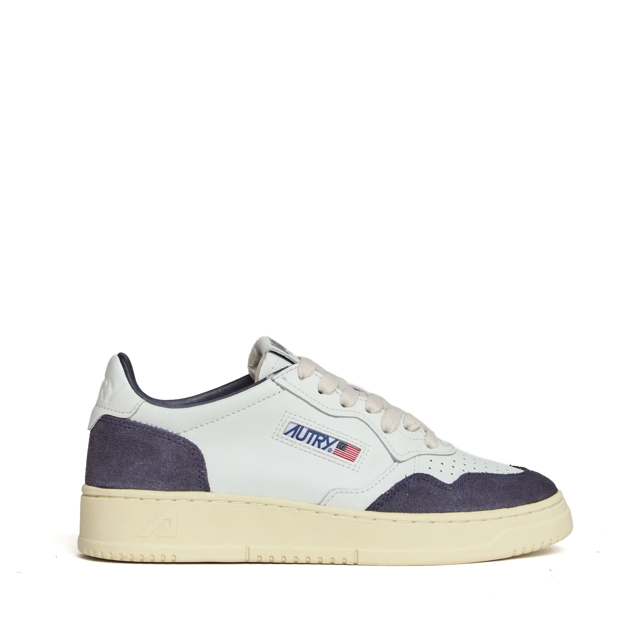 Sneakers Medalist Low In Pelle Soft Bianca, Suede Beige
