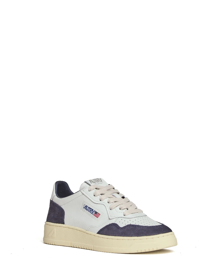 Sneakers Medalist Low In Pelle Soft Bianca, Suede Beige