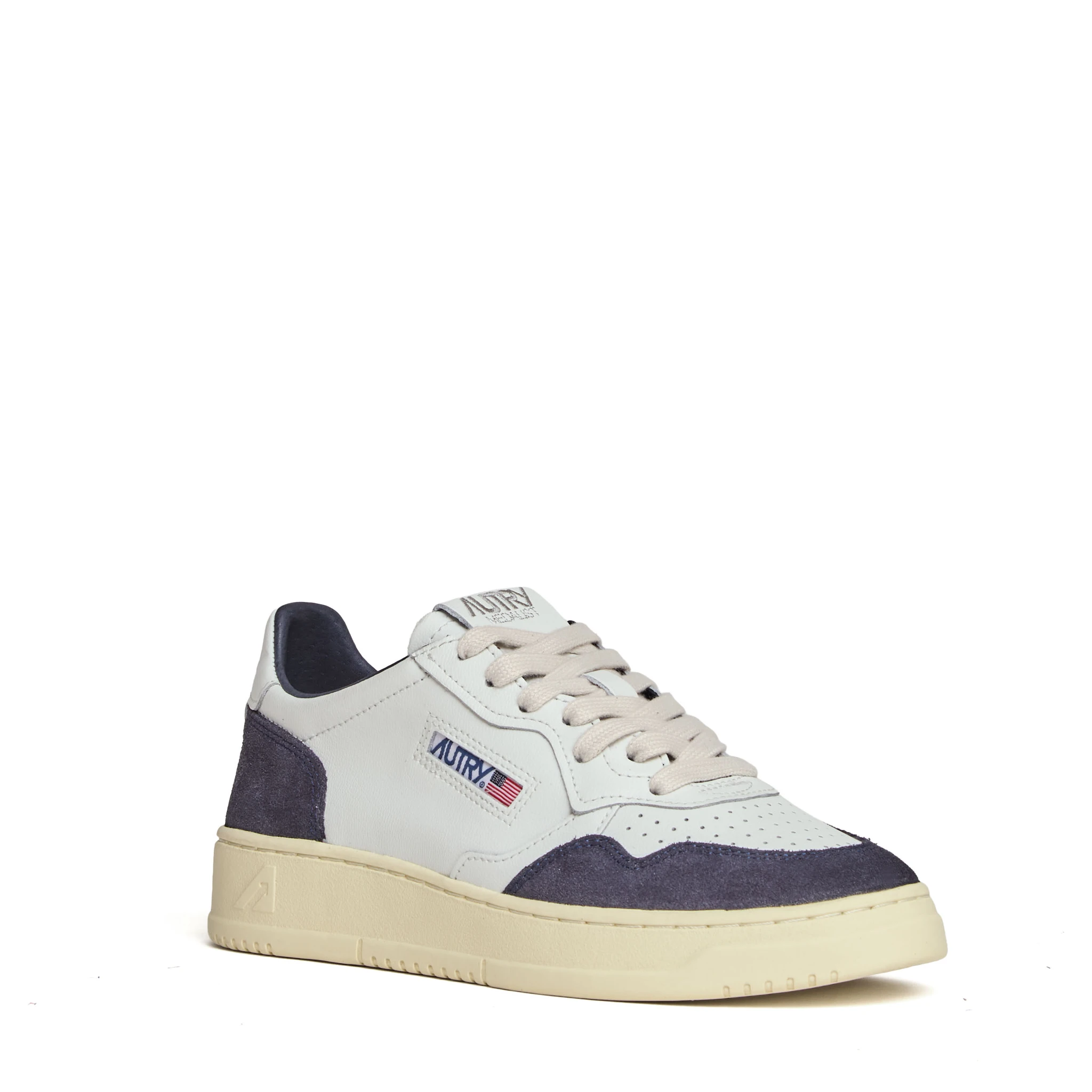 Sneakers Medalist Low In Pelle Soft Bianca, Suede Beige