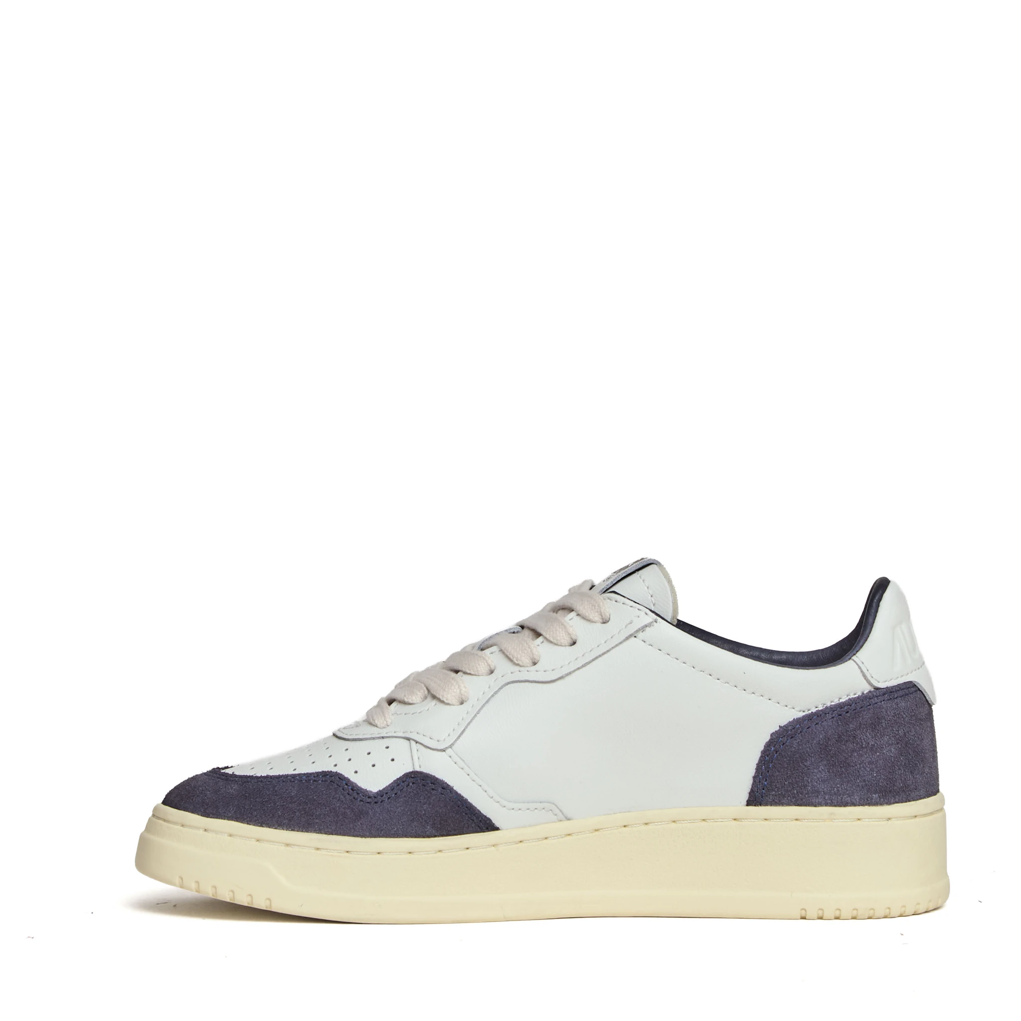 Sneakers Medalist Low In Pelle Soft Bianca, Suede Beige