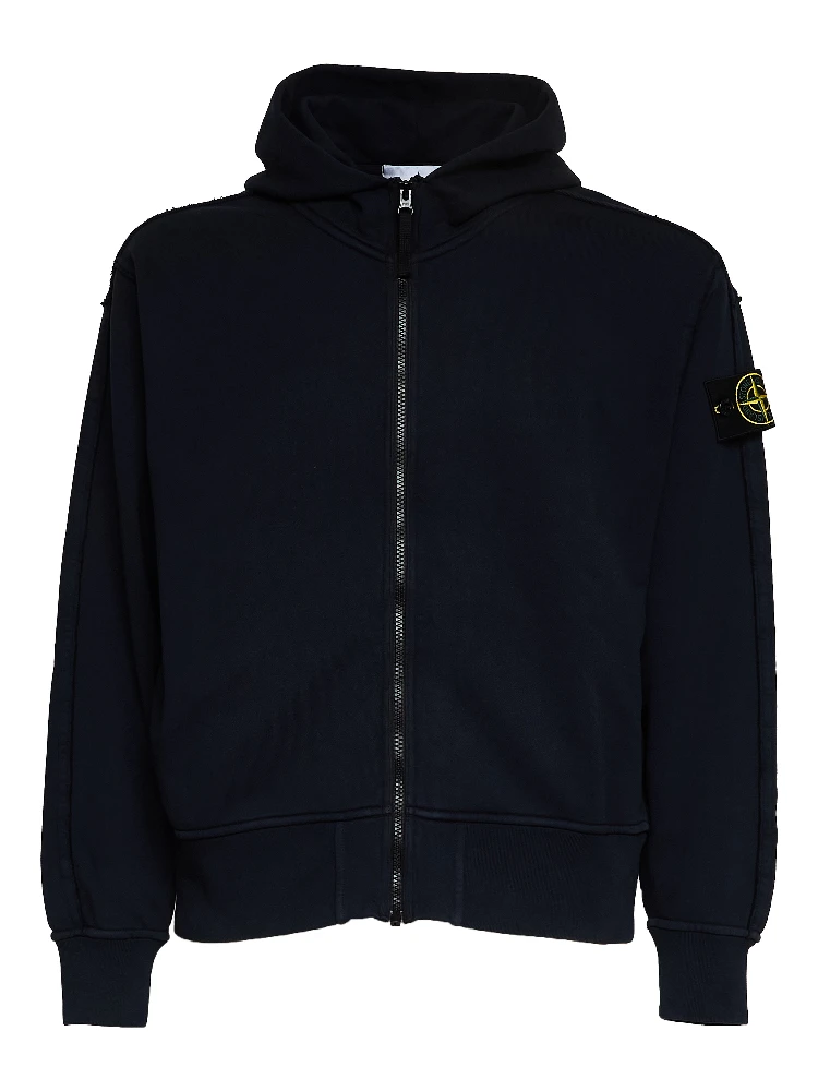 Felpa Con Cappuccio, Zip In Cotone