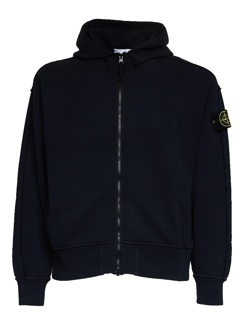 Felpa Con Cappuccio, Zip In Cotone