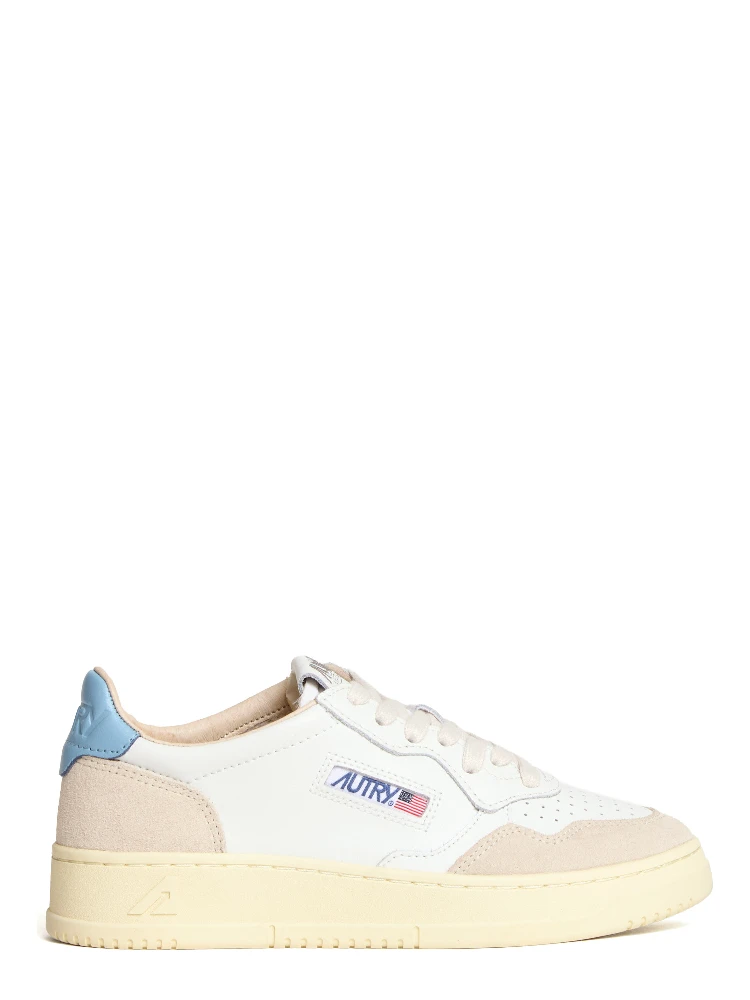 Sneakers Medalist Low In Pelle Bianca, Suede Beige