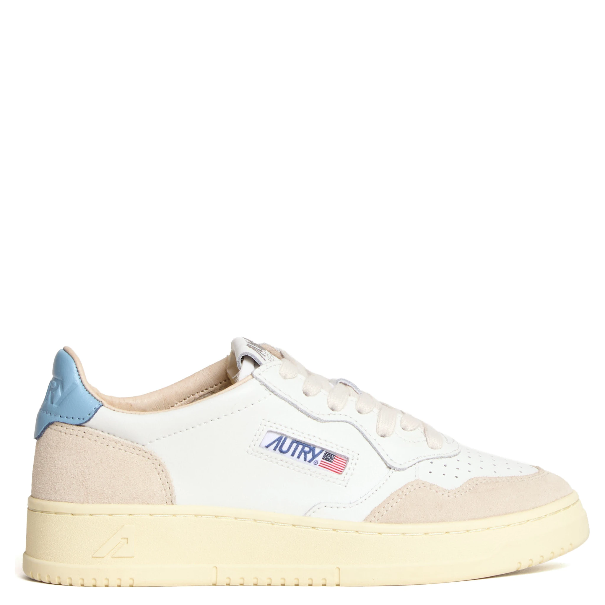 Sneakers Medalist Low In Pelle Bianca, Suede Beige