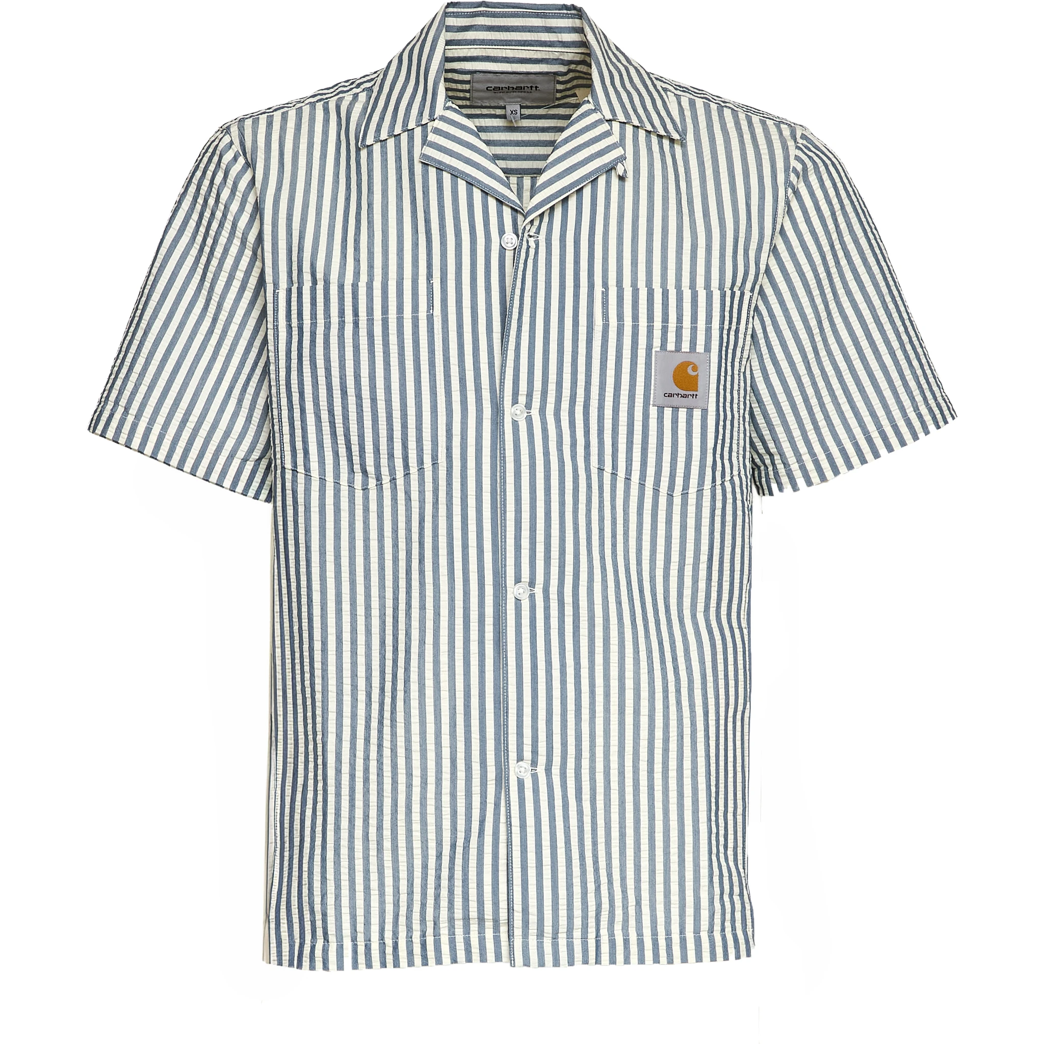 S/S Leavel Stripe Shirt Cotton, Polyester Seersucker