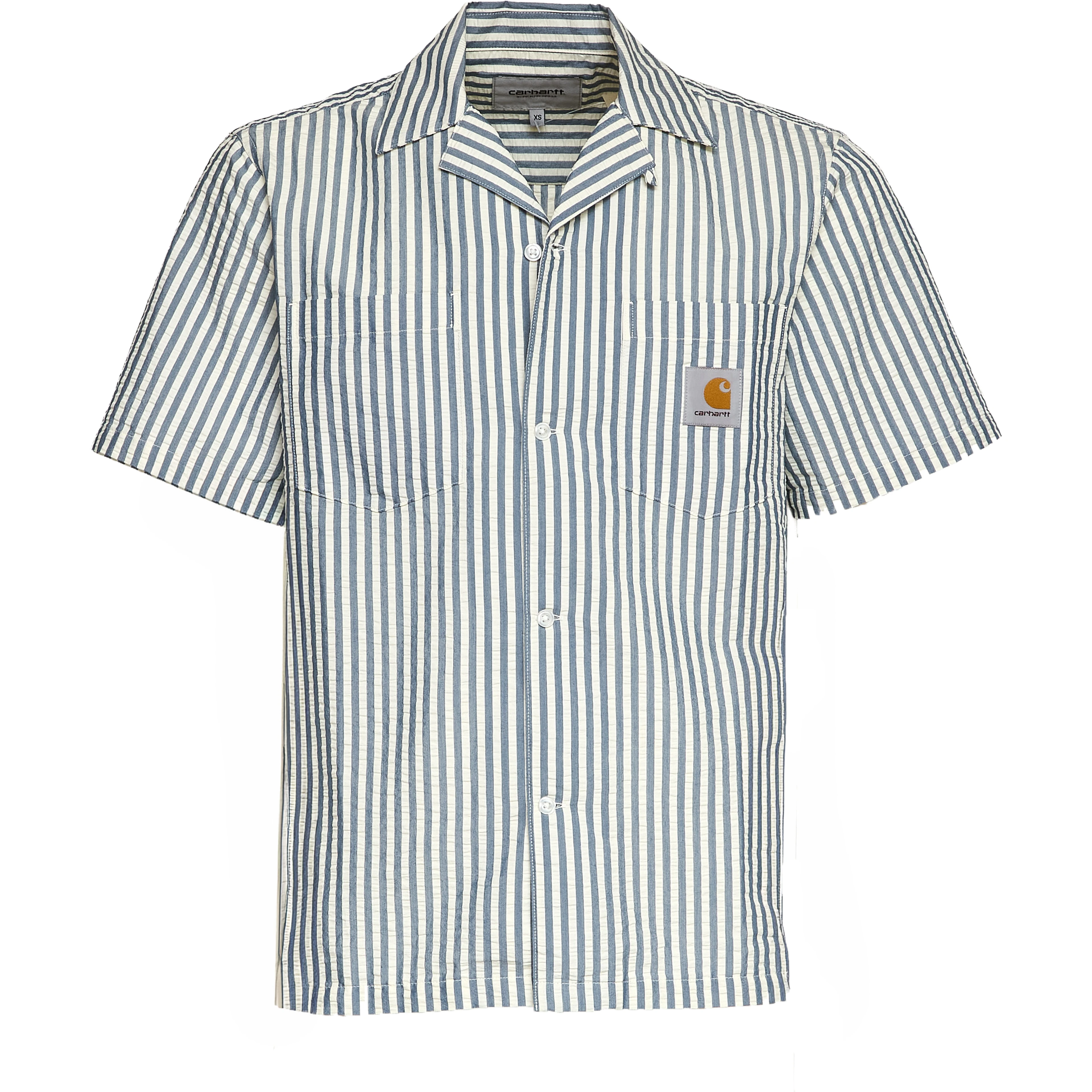 S/S Leavel Stripe Shirt Cotton, Polyester Seersucker