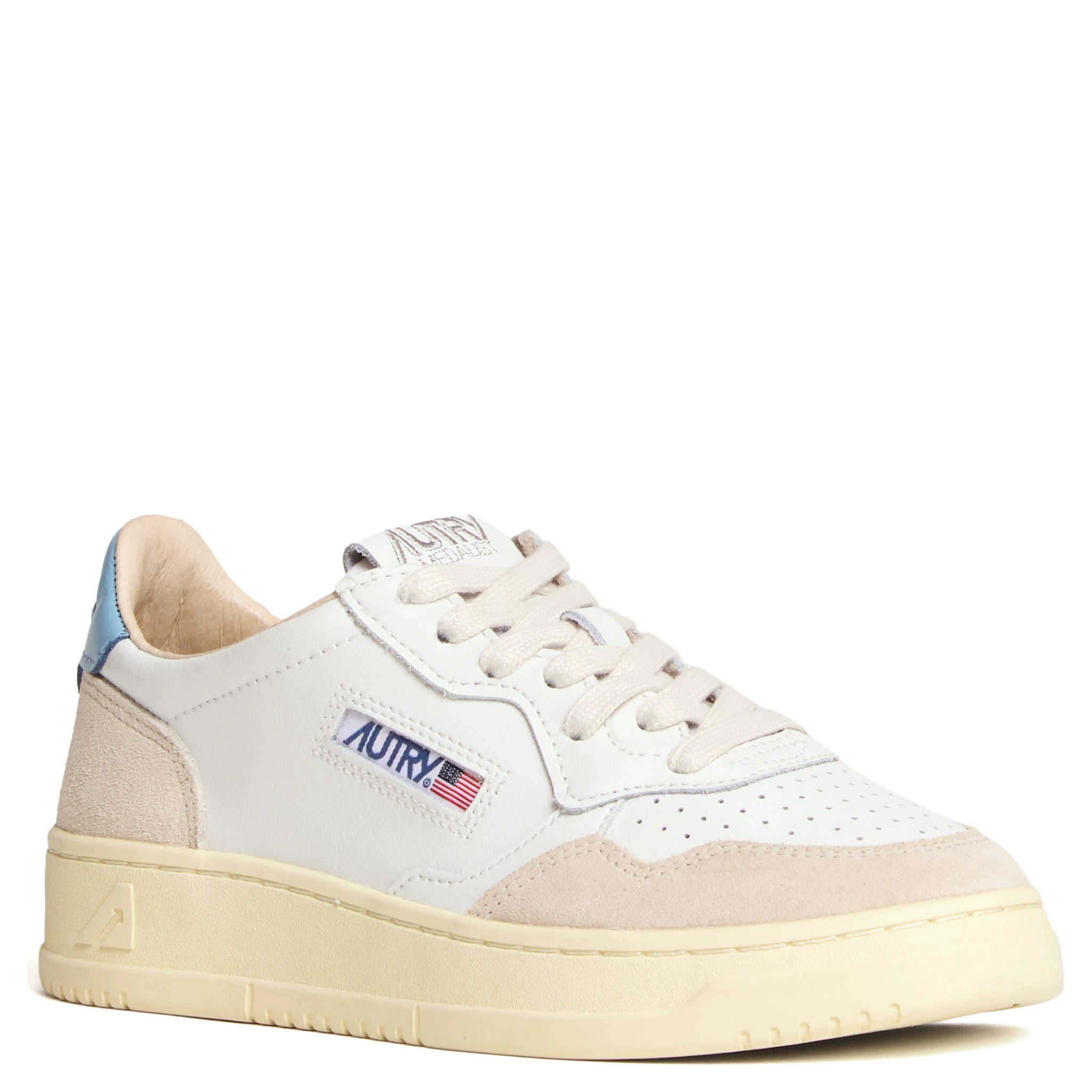 Sneakers Medalist Low In Pelle Bianca, Suede Beige
