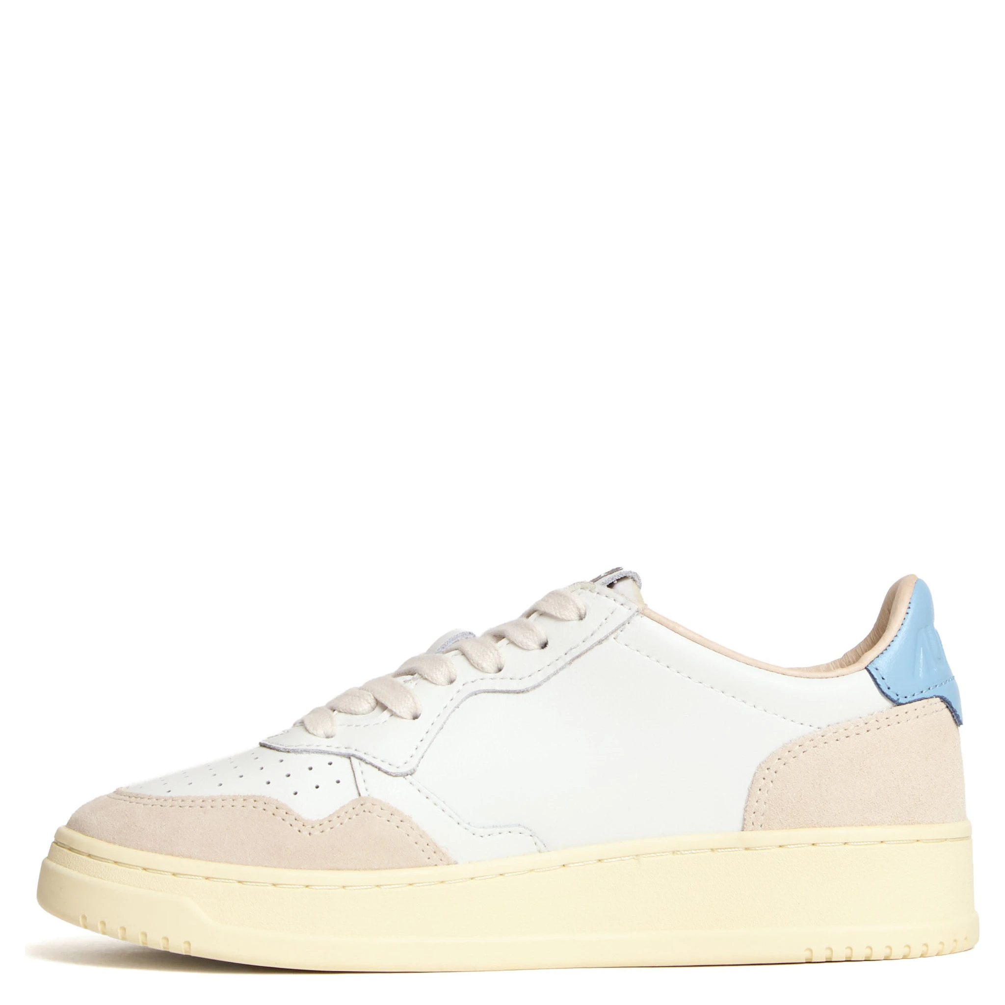 Sneakers Medalist Low In Pelle Bianca, Suede Beige