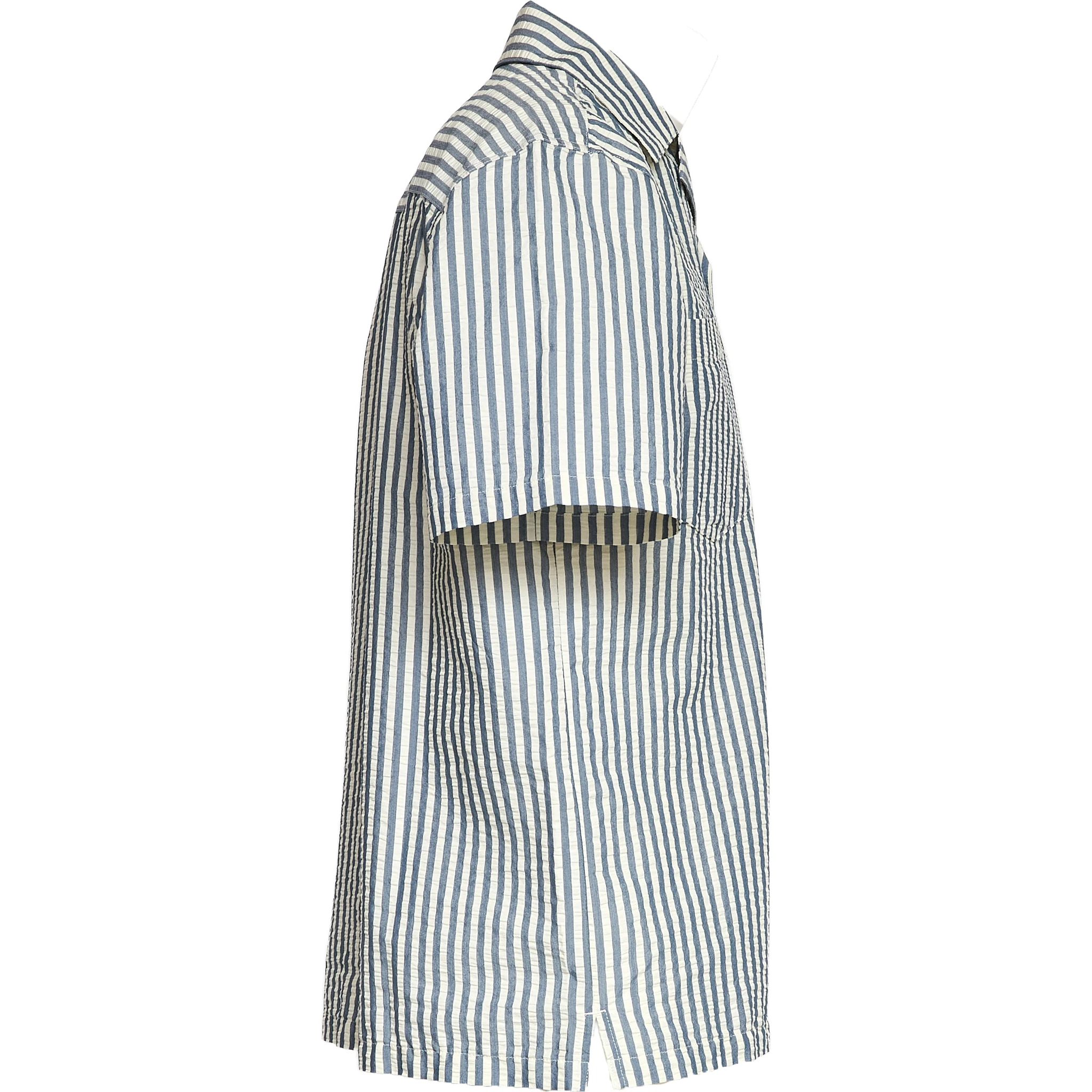 S/S Leavel Stripe Shirt Cotton, Polyester Seersucker