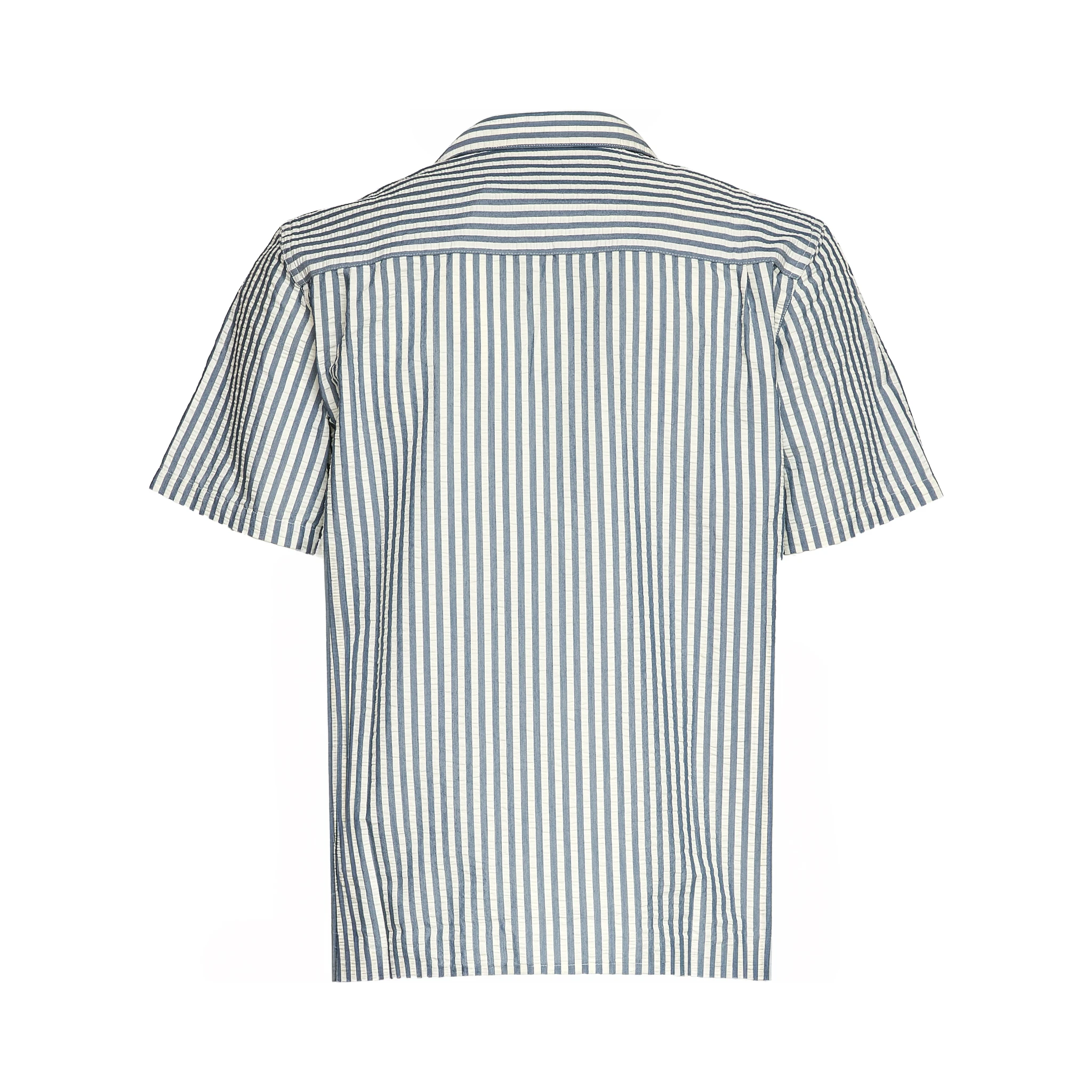 S/S Leavel Stripe Shirt Cotton, Polyester Seersucker