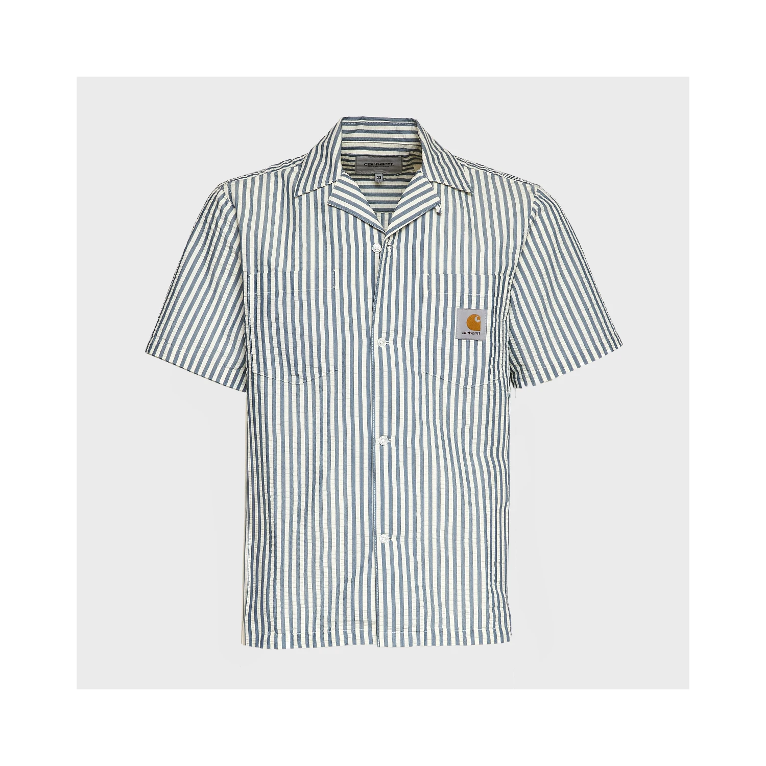 S/S Leavel Stripe Shirt Cotton, Polyester Seersucker