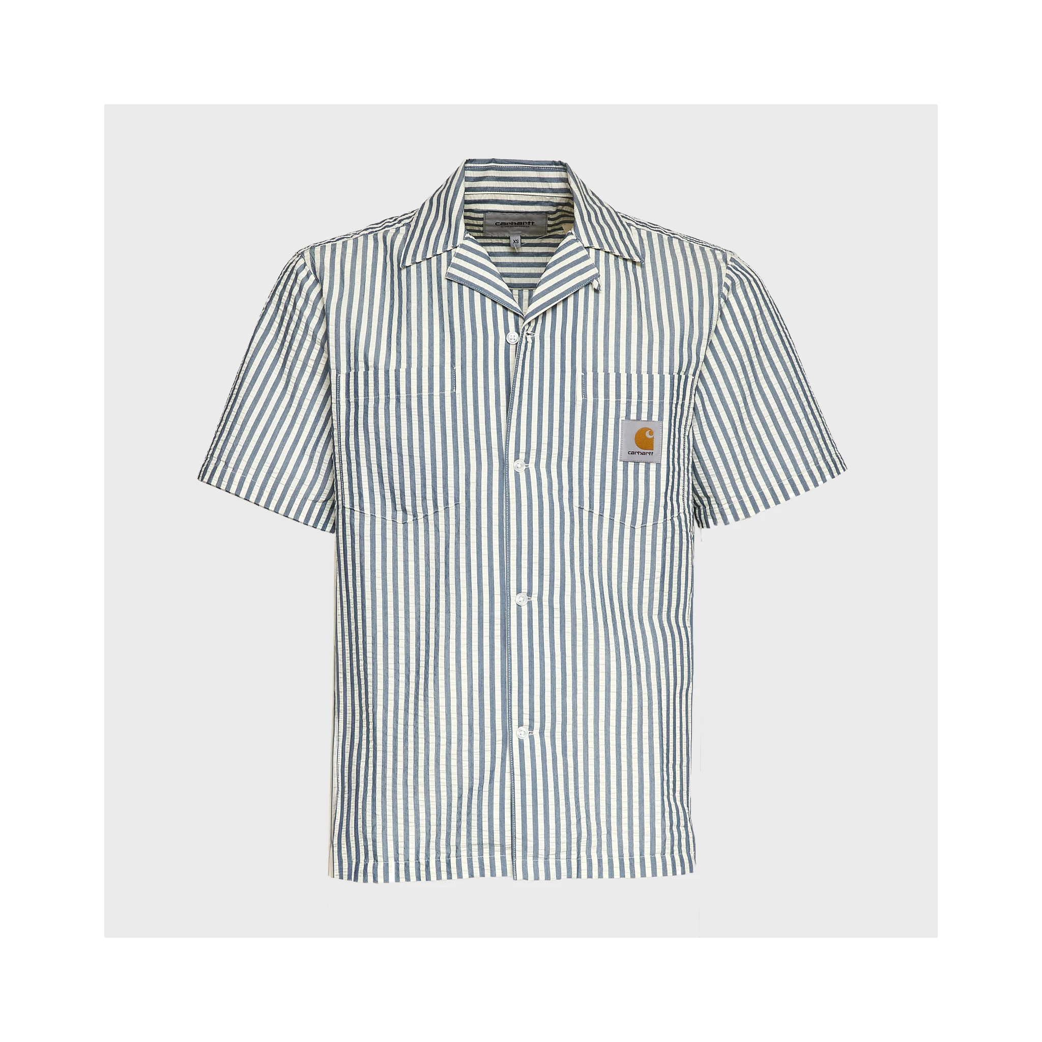 S/S Leavel Stripe Shirt Cotton, Polyester Seersucker