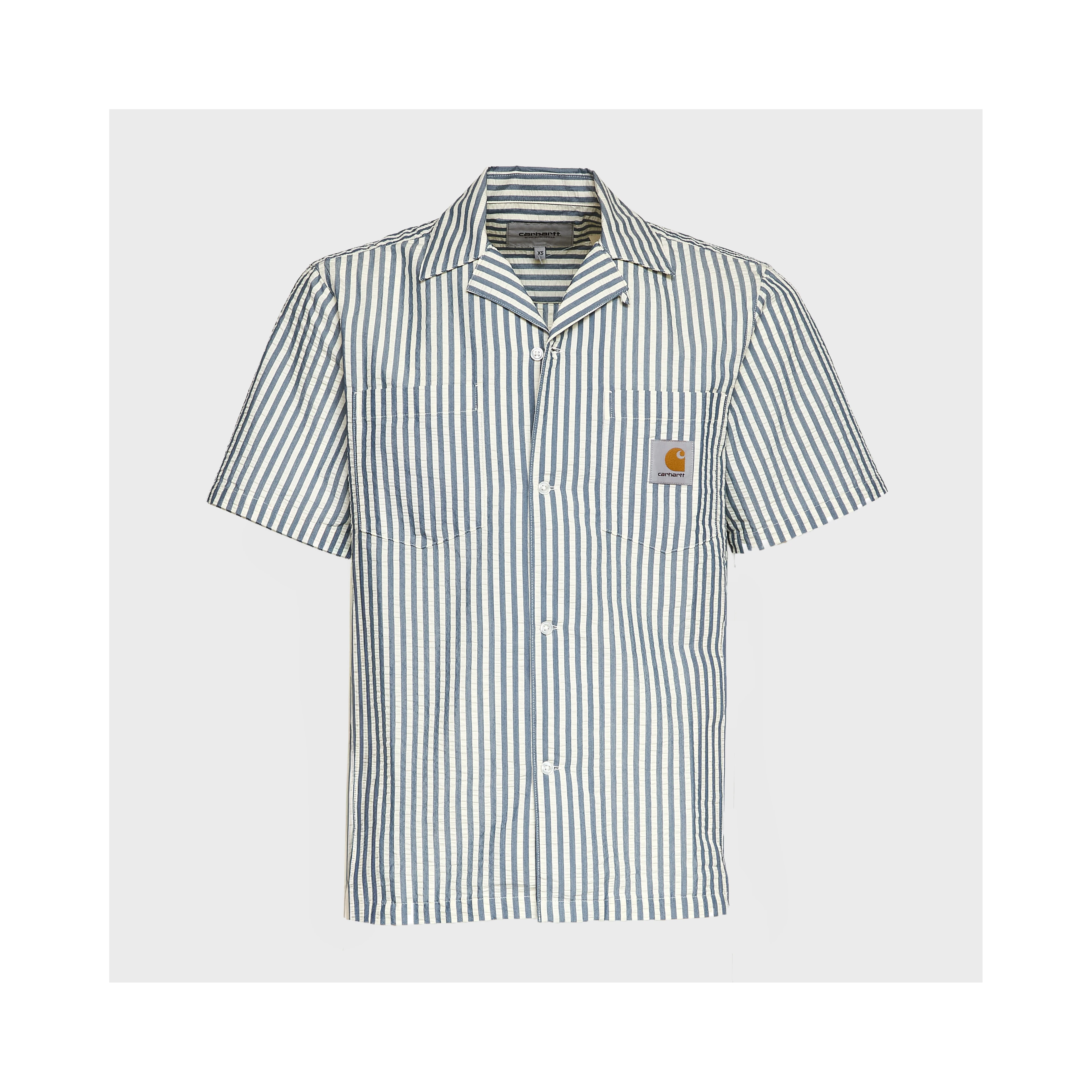 S/S Leavel Stripe Shirt Cotton, Polyester Seersucker