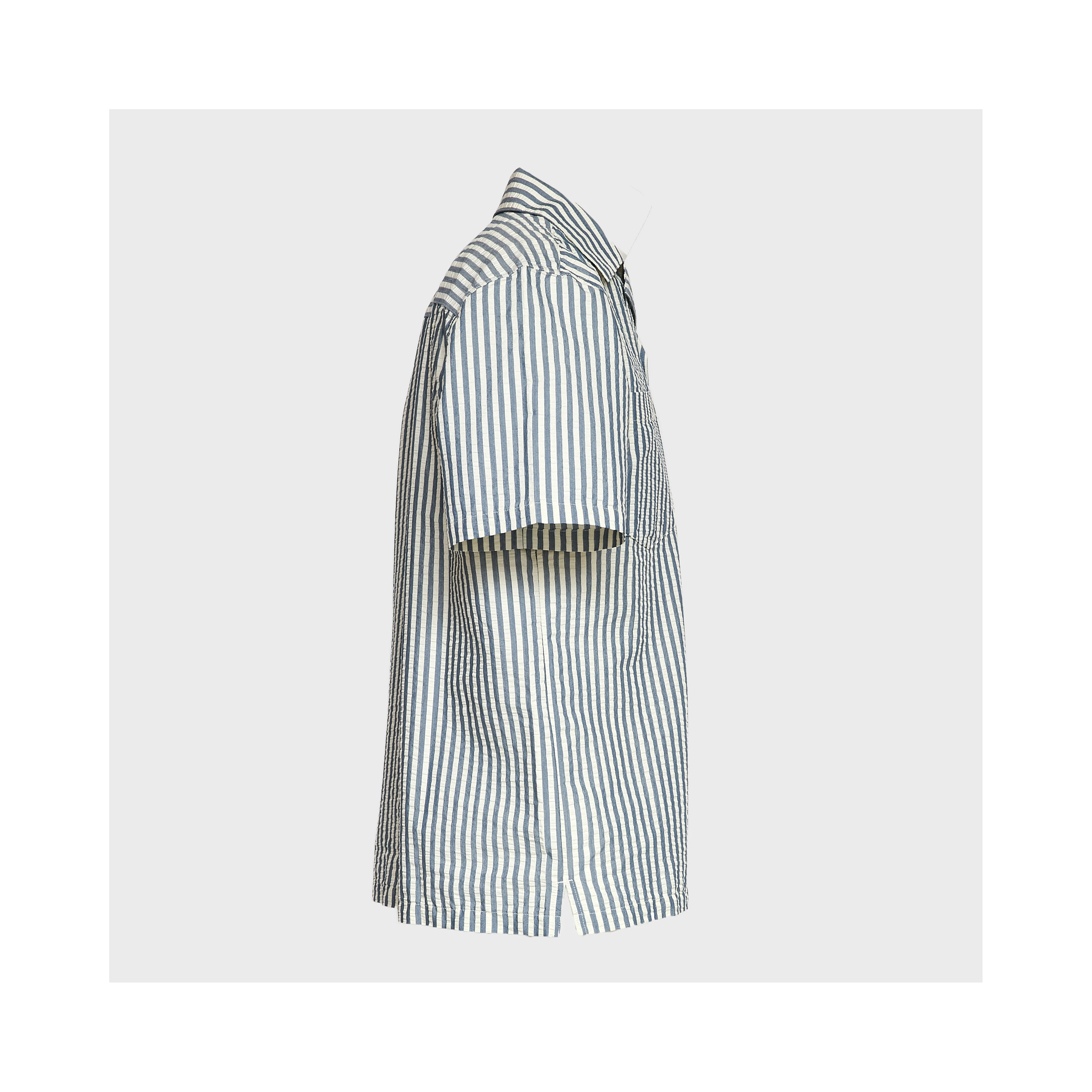 S/S Leavel Stripe Shirt Cotton, Polyester Seersucker
