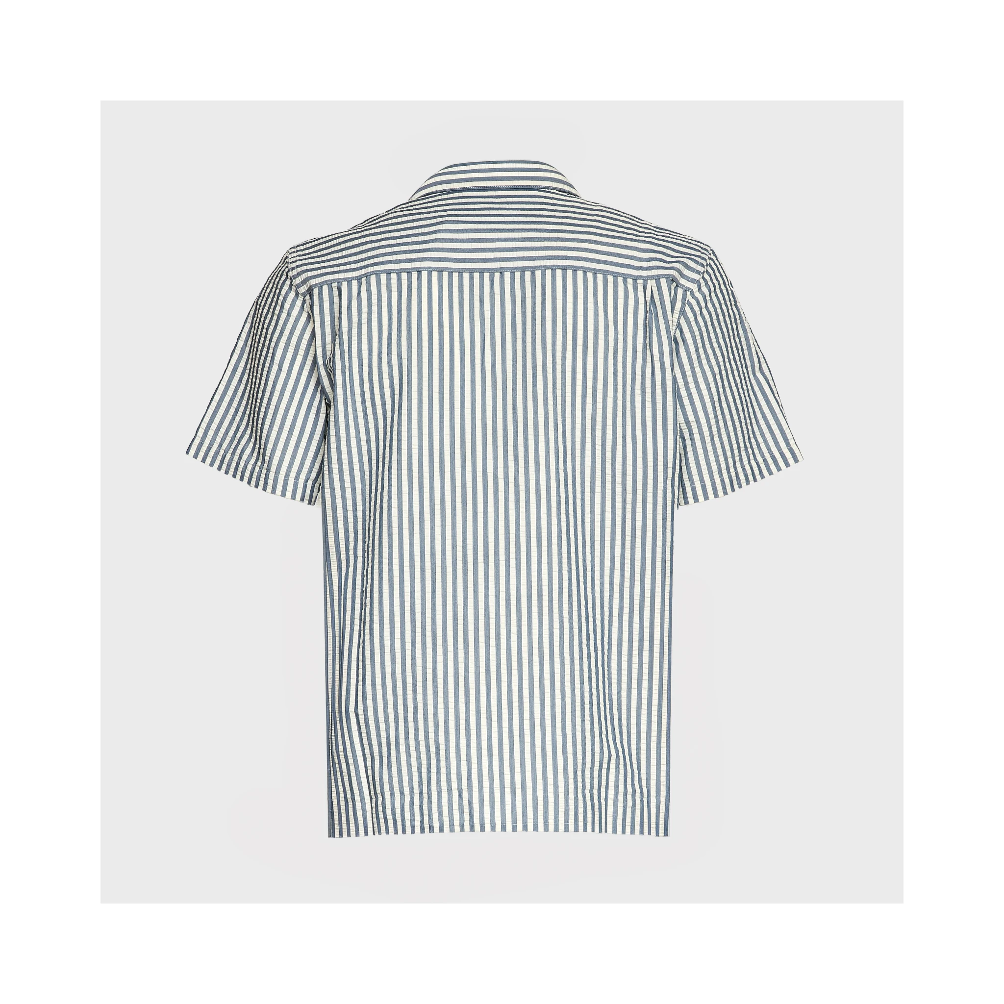 S/S Leavel Stripe Shirt Cotton, Polyester Seersucker