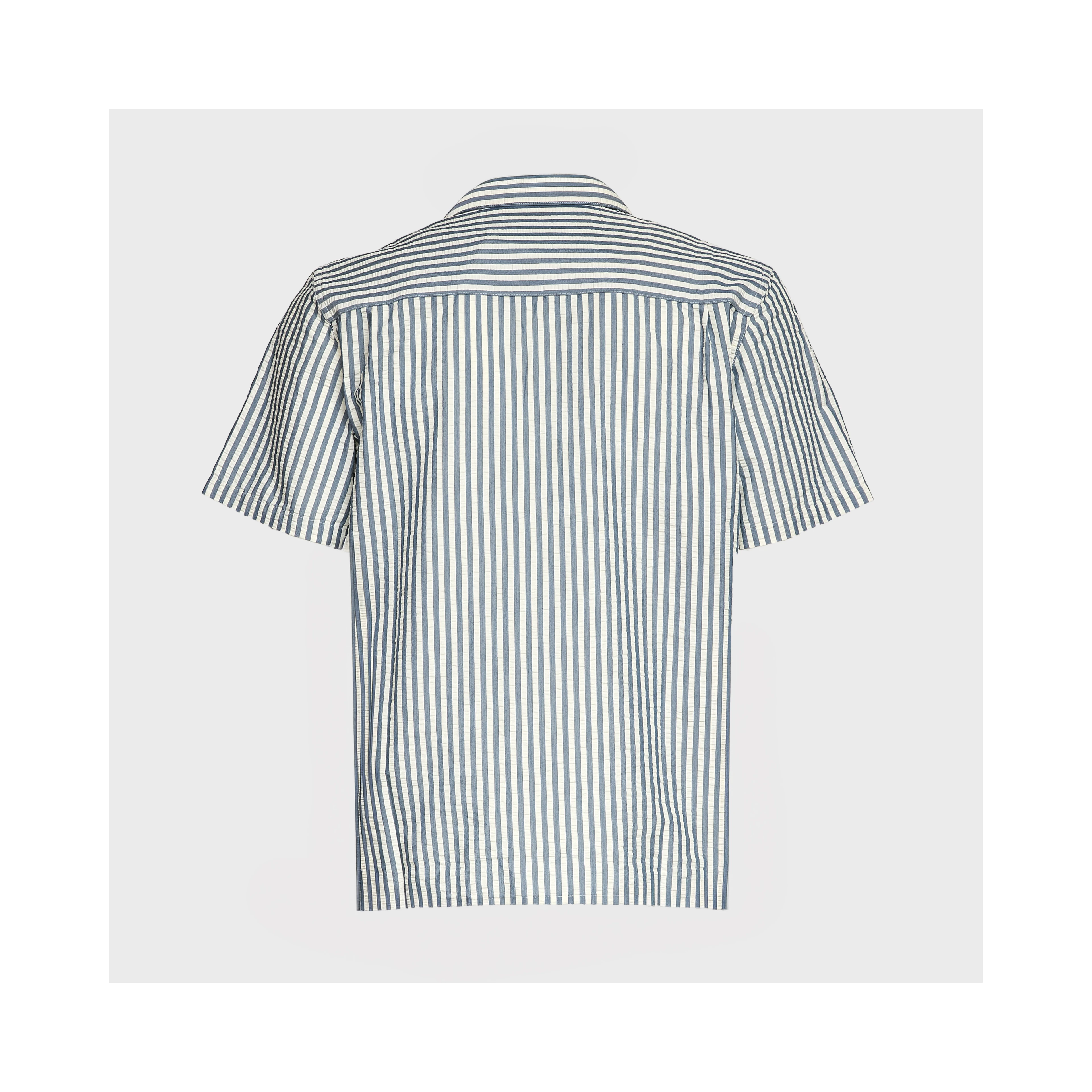 S/S Leavel Stripe Shirt Cotton, Polyester Seersucker