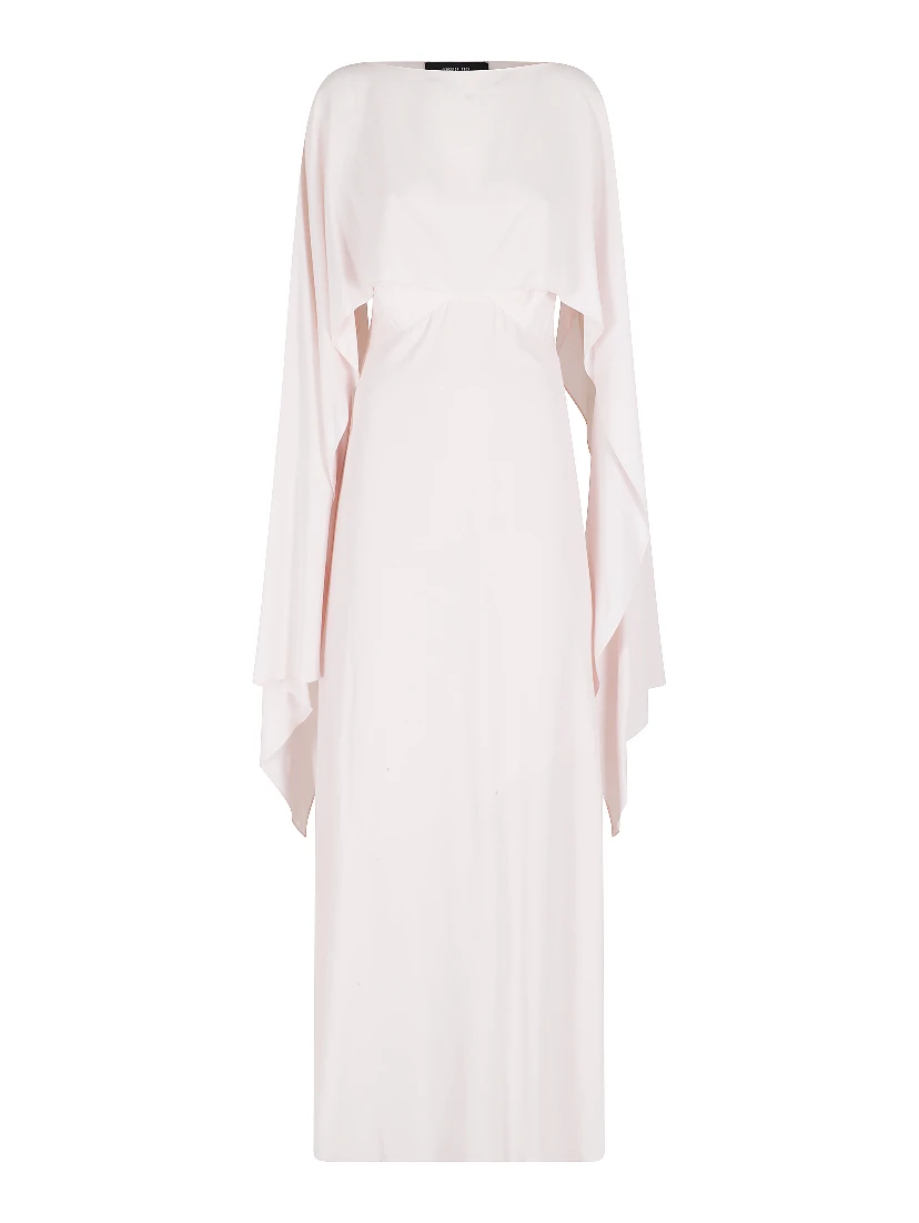 ABITO LUNGO SCOLLO SQUADRATO CON COPRISPALLE IN CREPE DE CHINE - 2 PEZZI