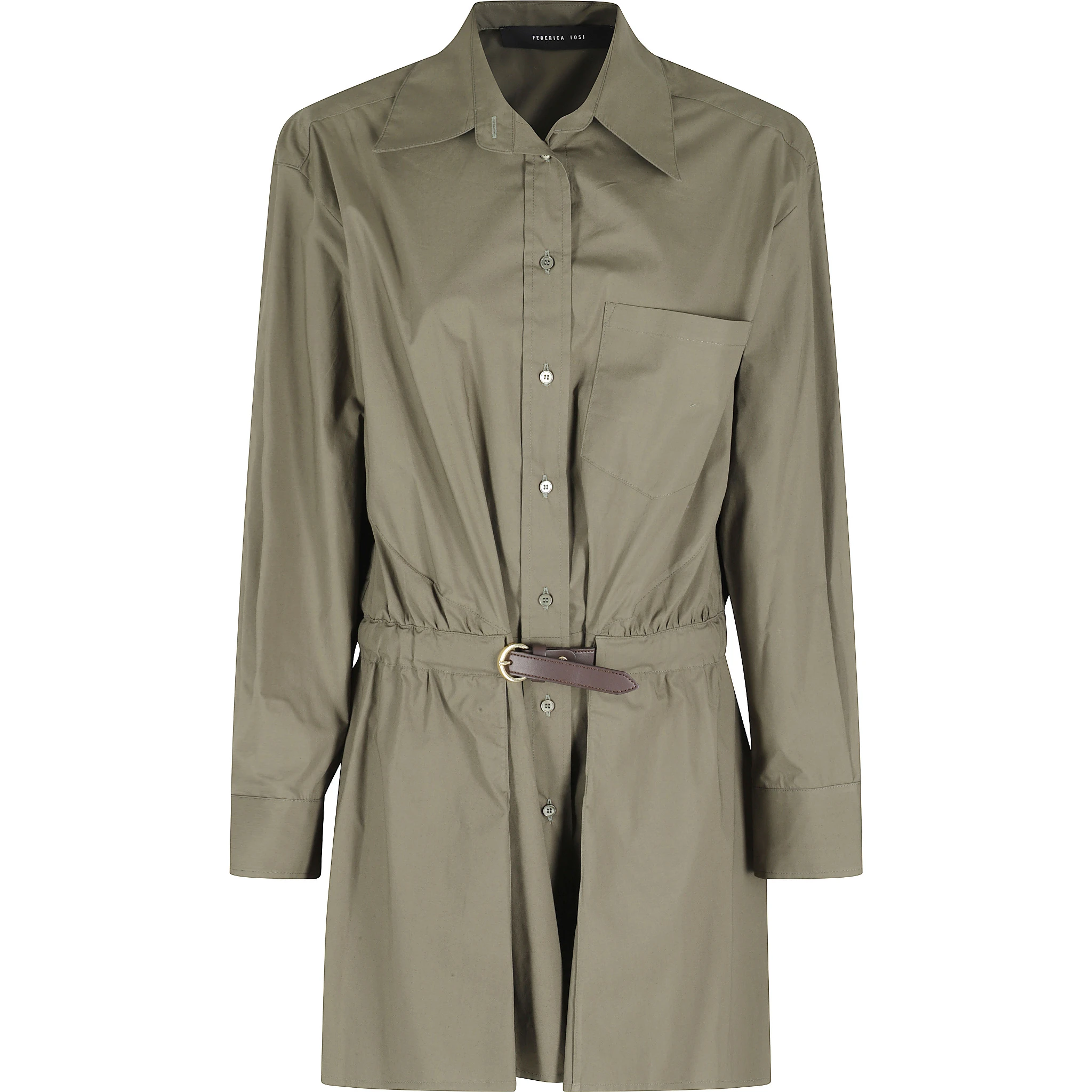 ABITO IN POPELINE CON CINTURA IN PELLE