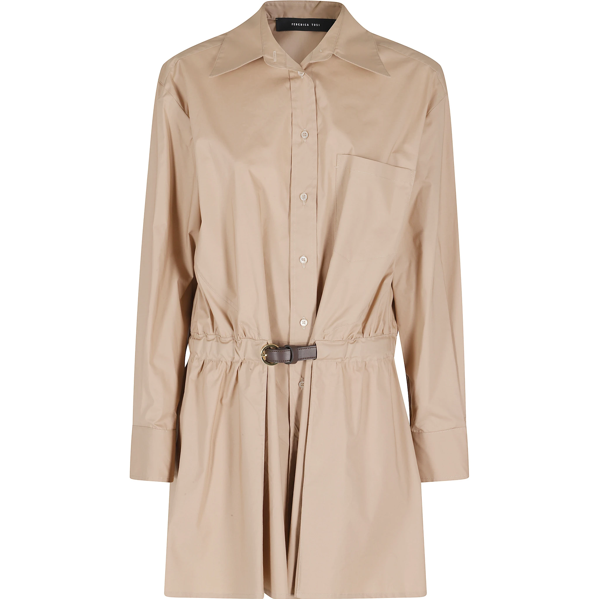 ABITO IN POPELINE CON CINTURA IN PELLE