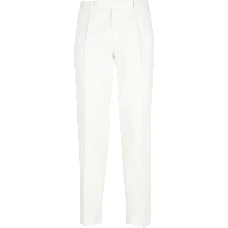 PANTALONE GABARDINA IN COTONE LINO STRETCH TINTA UNITA